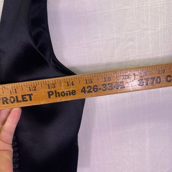 House of Harlow Black Smocked Back Bustier Corset Style Satin Crop Tank Medium - Picture 4 of 7